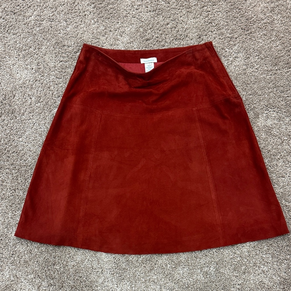 Sundance Genuine Leather Suede Skirt – Rust Red – Size 6